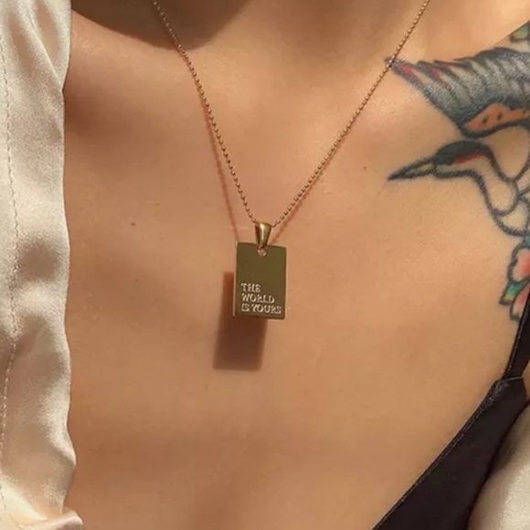 NEW 18K GOLD ENGRAVED LETTERS BEADS CHAIN NECKLACE, NICE NECKLACE, CUTE NECKLACE - Picture 6 of 7